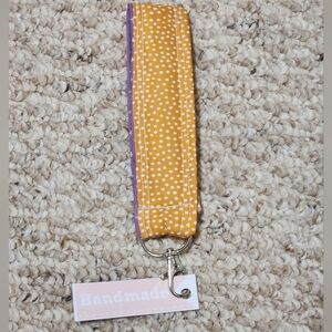 Handmade Orange and White Polka Dot with Purple Key Fob